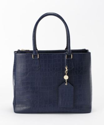 ＜ナンバートゥエンティワン/Number Twenty-One＞ クロコ型押しA4トートCHANGE(NT17101005) ネイビー 【三越・伊勢丹/公式】