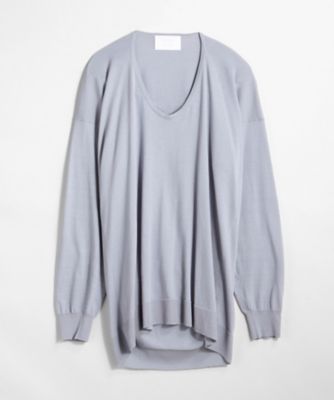 【SALE（伊勢丹）】＜BPQC/ビーピーキューシー＞ ピマコットン Vネックセーター(リラックスシルエット) サックス 【三越・伊勢丹/公式】