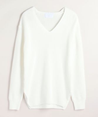 【SALE（伊勢丹）】＜BPQC/ビーピーキューシー＞ ハイツイストコットン ミドルゲージセーター(Vネック) ホワイト 【三越・伊勢丹/公式】
