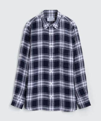 【SALE（三越）】＜BPQC/ビーピーキューシー＞ リネン チェックカジュアルシャツ(BP71MIF0409) ホワイトxネイビー 【三越・伊勢丹/公式】
