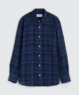 【SALE（三越）】＜BPQC/ビーピーキューシー＞ リネン チェックカジュアルシャツ(BP71MIF0409) ネイビーxネイビー 【三越・伊勢丹/公式】