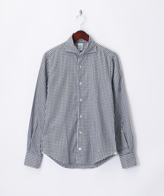 ＜フィナモレ/Finamore＞ カッタウェイギンガムシャツ(72/GENOVA/SIMONE/044333) 02・ブラックxホワイト 【三越・伊勢丹/公式】