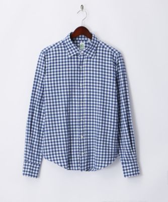 ＜フィナモレ/Finamore＞ セミワイドギンガムチェックシャツ(72/ORLEANSVITTORIO/012416) 02・ブルー 【三越・伊勢丹/公式】