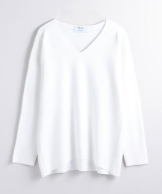【SALE（伊勢丹）】＜BPQC/ビーピーキューシー＞ ミラノリブ Vネックプルオーバー ホワイト 【三越・伊勢丹/公式】