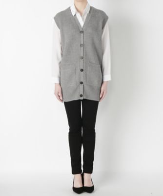 【SALE（伊勢丹）】＜スカリオーネ/SCAGLIONE＞ 前あきチュニック丈ベスト D5W097 ライトグレー 【三越・伊勢丹/公式】