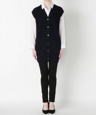 【SALE（伊勢丹）】＜スカリオーネ/SCAGLIONE＞ 前あきチュニック丈ベスト D5W097 ネイビー 【三越・伊勢丹/公式】