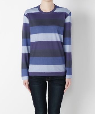【SALE（伊勢丹）】＜nippoppin＞ アートTシャツ 角田純 長袖ボーダーTシャツ(TJ6F-AG01) BLUExBLLUE 【三越・伊勢丹/公式】