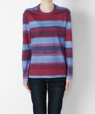 【SALE（伊勢丹）】＜nippoppin＞ アートTシャツ 角田純 長袖ボーダーTシャツ(TJ6F-AG01) PURPLExBLUE 【三越・伊勢丹/公式】