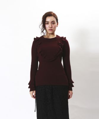 【SALE（伊勢丹）】＜ヴゼット/VOUS ETES＞ 大きいサイズ OMI ラッフルニットプルオーバー(VOK15930)(クローバー) ボルドー(bordeaux) 【三越・伊勢丹/公式】