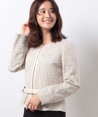 【SALE（三越）】＜ローズティアラ＞ リボン付きファンシーツイードノーカラージャケット ベージュ 【三越・伊勢丹/公式】
