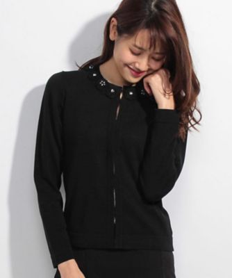 【SALE（三越）】＜ローズティアラ＞ 巻きバラモチーフニットカーディガン クロ 【三越・伊勢丹/公式】