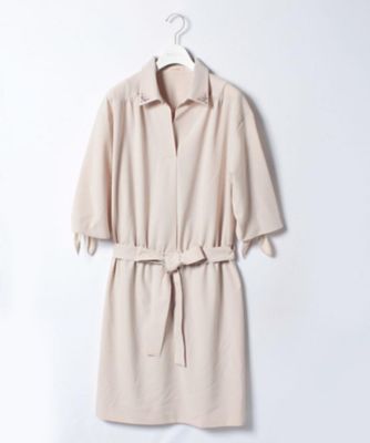 【SALE（三越）】＜ローズティアラL＞ 大きいサイズ ビジュー調衿ジョーゼットシャツワンピース ベージュ 【三越・伊勢丹/公式】