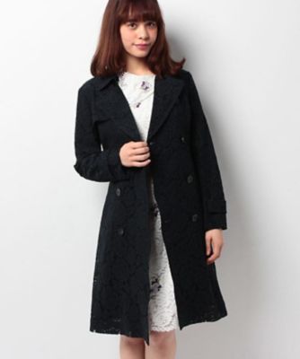 【SALE（三越）】＜ローズティアラ＞ ラッセルレースロングトレンチコート ネービーブルー 【三越・伊勢丹/公式】