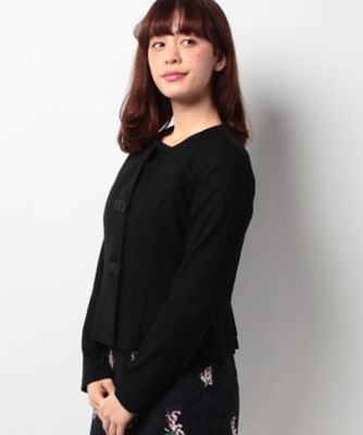 【SALE（三越）】＜ローズティアラ＞ リボンモチーフ使いミラノリブノーカラージャケット クロ 【三越・伊勢丹/公式】