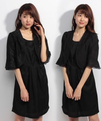 ＜ローズティアラ＞ レースオーガンジーリバーシブルボレロ クロ 【三越・伊勢丹/公式】