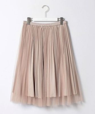 【SALE（三越）】＜ローズティアラL＞ 大きいサイズ ウエストゴムプリーツチュールスカート ベージュ 【三越・伊勢丹/公式】