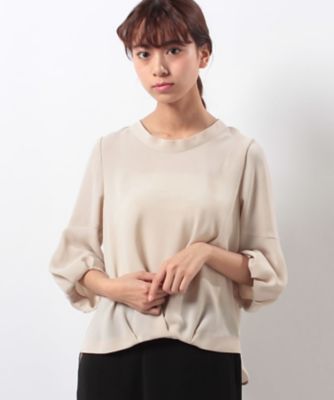 ＜ローズティアラ＞ 【セットアップ対応商品】ラウンドハイネックブラウス ベージュ 【三越・伊勢丹/公式】