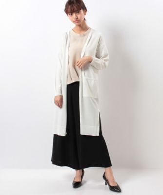 【SALE（三越）】＜ローズティアラL＞ 大きいサイズ ロングニットカーディガン シロ 【三越・伊勢丹/公式】