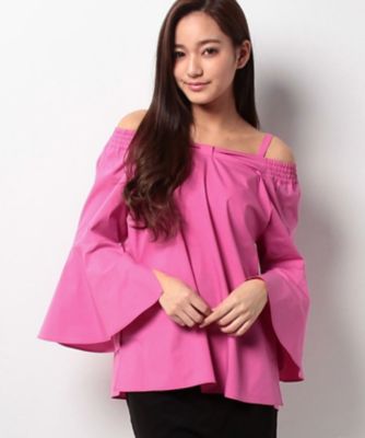 【SALE（三越）】＜ローズティアラL＞ 大きいサイズ 【セットアップ対応商品】タイプライターオフショル風ブラウス ピンク 【三越・伊勢丹/公式】