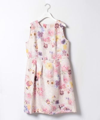 ＜ローズティアラL＞ 大きいサイズ ピオニーパンジープリントジャガードワンピース ピンク 【三越・伊勢丹/公式】