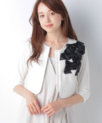 【SALE（三越）】＜ローズティアラ＞ リボンディテールボレロジャケット シロ 【三越・伊勢丹/公式】