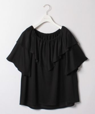 【SALE（三越）】＜ローズティアラL＞ 大きいサイズ ラッフル衿カットソープルオーバー クロ 【三越・伊勢丹/公式】