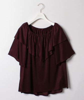 【SALE（三越）】＜ローズティアラL＞ 大きいサイズ ラッフル衿カットソープルオーバー アカ 【三越・伊勢丹/公式】