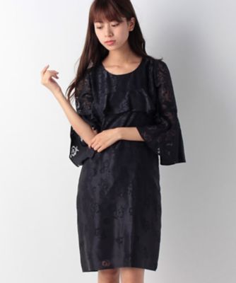 ＜ローズティアラ＞ フラワー吹き下げ柄オパールチュニックワンピース ネービーブルー 【三越・伊勢丹/公式】