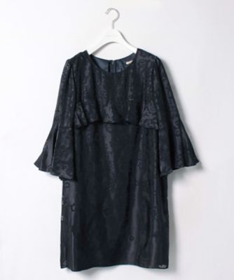 ＜ローズティアラL＞ 大きいサイズ フラワー吹き上げ柄オパールチュニックワンピース ネービーブルー 【三越・伊勢丹/公式】