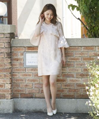 ＜ローズティアラL＞ 大きいサイズ フラワー吹き上げ柄オパールチュニックワンピース ピンク 【三越・伊勢丹/公式】