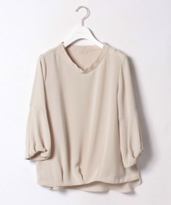 ＜ローズティアラL＞ 大きいサイズ 【セットアップ対応商品】ラウンドハイネックブラウス ベージュ 【三越・伊勢丹/公式】