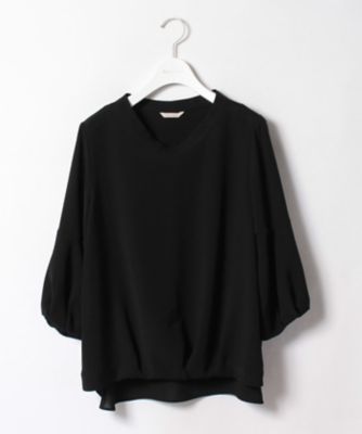 ＜ローズティアラL＞ 大きいサイズ 【セットアップ対応商品】ラウンドハイネックブラウス クロ 【三越・伊勢丹/公式】