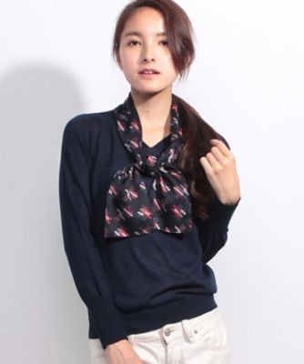 ＜OLD ENGLAND＞ テンセルウールコンビプルオーバー ネイビー 【三越・伊勢丹/公式】