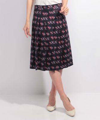 ＜OLD ENGLAND＞ 【セットアップ対応商品】ジオメトリックプリントスカート ネービー 【三越・伊勢丹/公式】