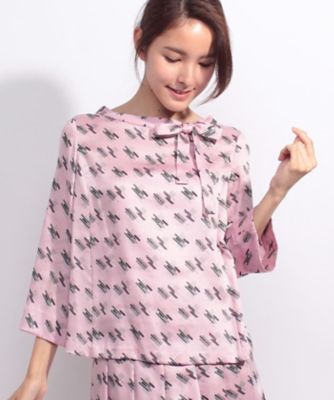 ＜OLD ENGLAND＞ 【セットアップ対応商品】ジオメトリックプリントブラウス ピンク 【三越・伊勢丹/公式】