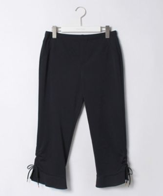 ＜ローズティアラL＞ 大きいサイズ 裾フリル&リボン使いレギンスパンツ ネービーブルー 【三越・伊勢丹/公式】