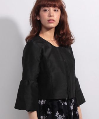 ＜ローズティアラ＞ ベルスリーブシャンタンボレロジャケット クロ 【三越・伊勢丹/公式】