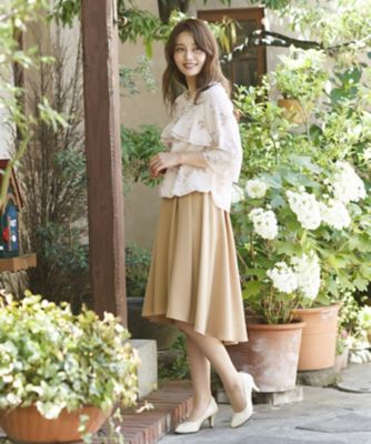 ＜ローズティアラL＞ 大きいサイズ シフォンフロッキープリントティアードブラウス ピンク 【三越・伊勢丹/公式】