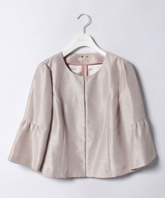 ＜ローズティアラL＞ 大きいサイズ ベルスリーブシャンタンボレロジャケット ベージュ 【三越・伊勢丹/公式】