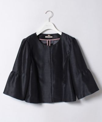 ＜ローズティアラL＞ 大きいサイズ ベルスリーブシャンタンボレロジャケット ネービーブルー 【三越・伊勢丹/公式】