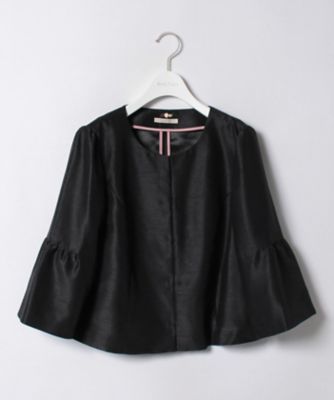 ＜ローズティアラL＞ 大きいサイズ ベルスリーブシャンタンボレロジャケット クロ 【三越・伊勢丹/公式】