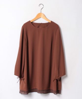 ＜レリアン プラスハウス＞ 大きいサイズ ヘム切替チュニックブラウス チャイロ 【三越・伊勢丹/公式】