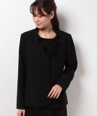 ＜レリアン プラスハウス＞ 大きいサイズ 【セットアップ対応商品】フリルカラージャケット クロ 【三越・伊勢丹/公式】