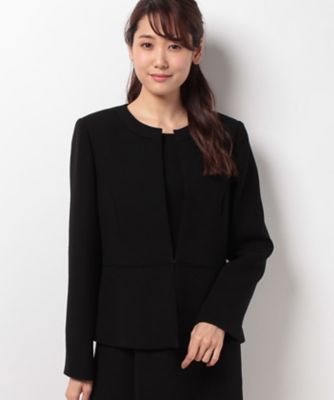 ＜レリアン プラスハウス＞ 大きいサイズ 【セットアップ対応商品】ウエスト切替ノーカラージャケット クロ 【三越・伊勢丹/公式】