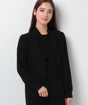 ＜レリアン/Leilian＞ ラッフルフリルプルオーバーブラウス クロ 【三越・伊勢丹/公式】