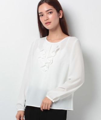 ＜レリアン プラスハウス＞ 大きいサイズ ラッフルフリルブラウス アイボリー 【三越・伊勢丹/公式】