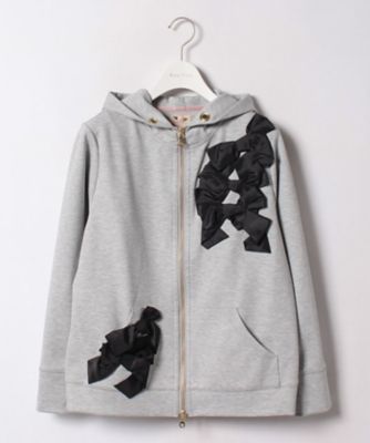 ＜ローズティアラL＞ 大きいサイズ リボンディティールポンチパーカー グレー 【三越・伊勢丹/公式】