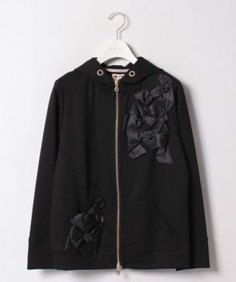 ＜ローズティアラL＞ 大きいサイズ リボンディティールポンチパーカー クロ 【三越・伊勢丹/公式】