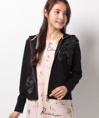 ＜ローズティアラ＞ リボンディティールポンチパーカー クロ 【三越・伊勢丹/公式】