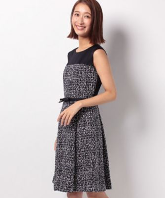 ＜ELISA＞ 【セットアップ対応商品】スパンコールファンシーツィードワンピース ネービーブルー 【三越・伊勢丹/公式】